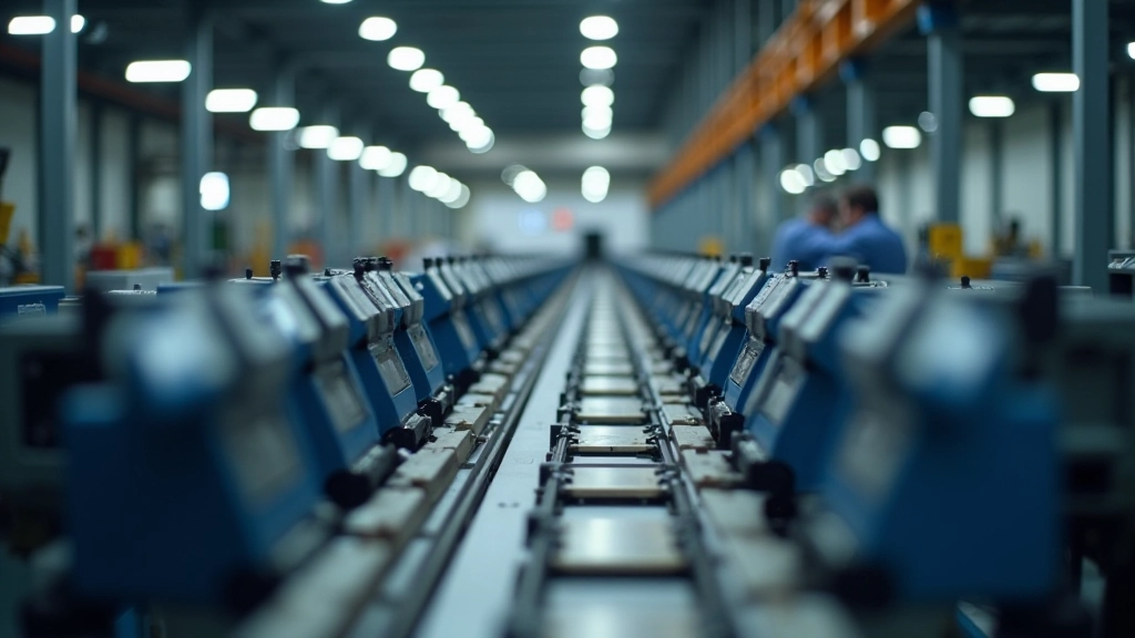 Atelier d'usine avec machines de production et contrôle de qualité
