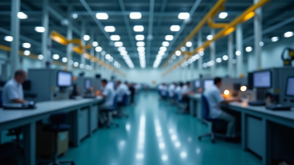 Vue d'ensemble des installations de production industrielle moderne avec équipements de fabrication et processus de contrôle de qualité