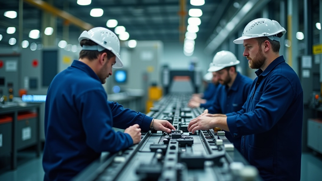 Usine de production avec machines en fonctionnement et évaluation des capacités